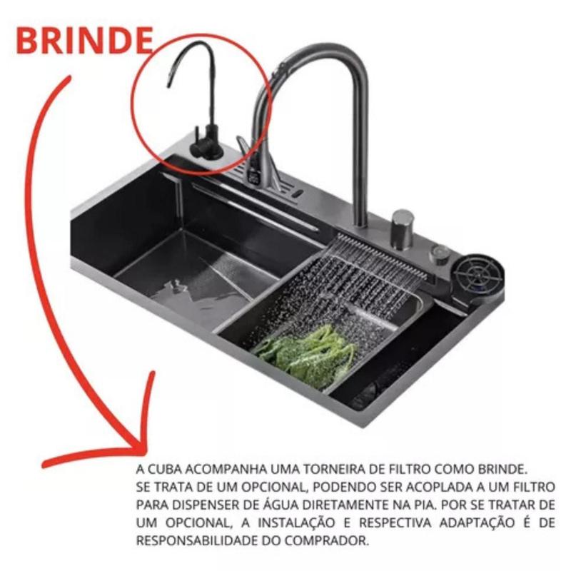 Cuba Multifuncional Inox Para Cozinha Com Acessórios Cor